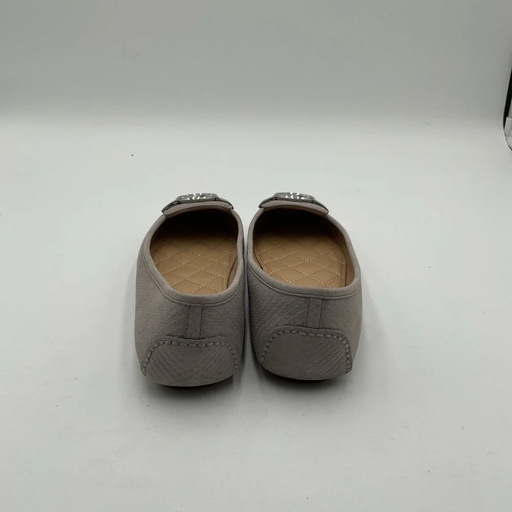 Michael Kors Women's Gray Snakeskin Embossed Leather Loafers, Size 8.5